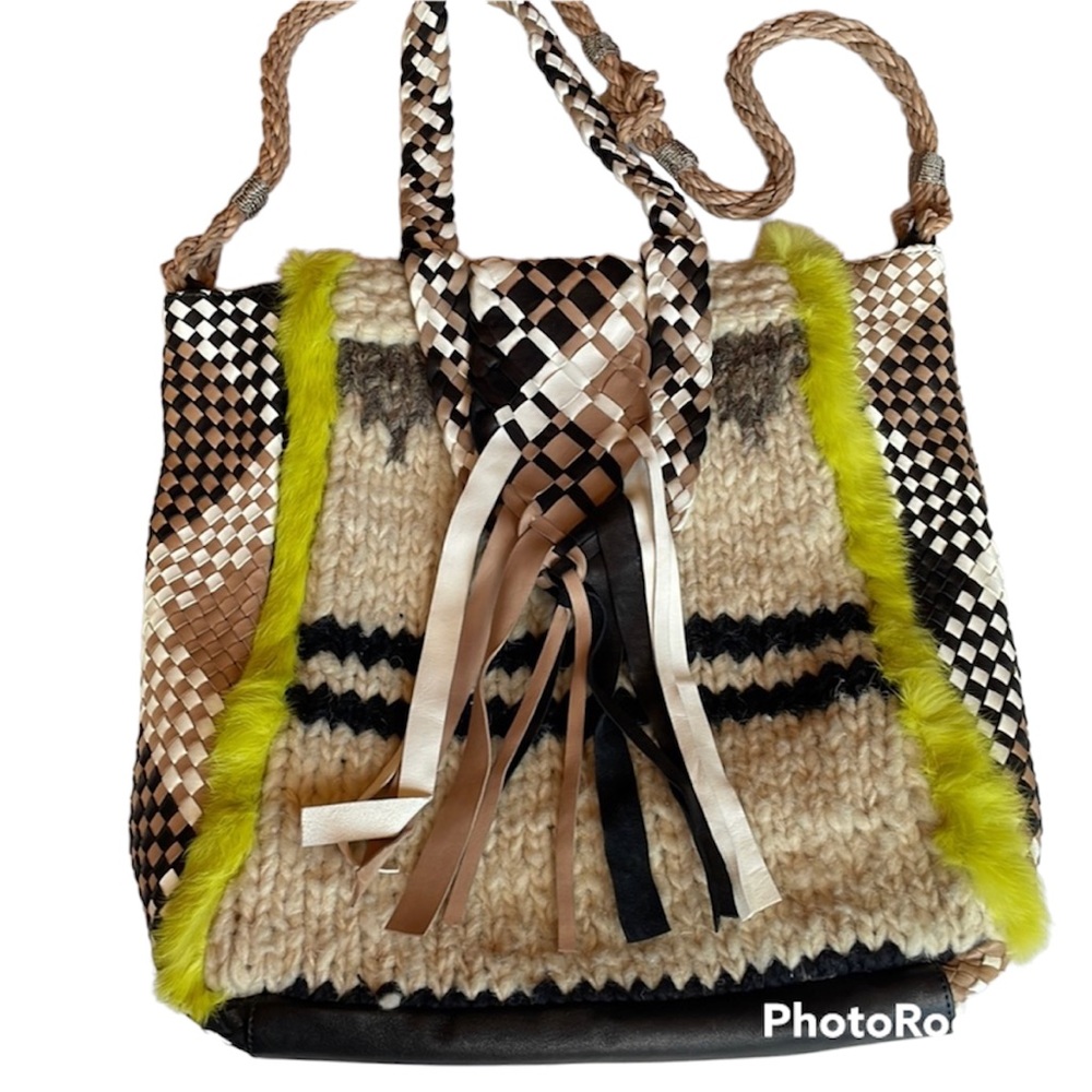 CLARAMONTE  Mogadior handbag in multi colors and textures, fun and funky, NWT